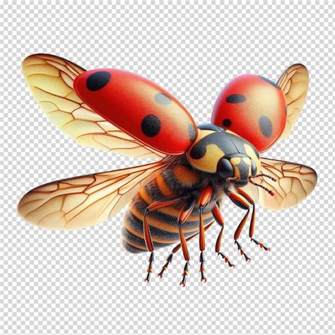 Premium PSD | A bee with a black spot on its face and the red spots on the face