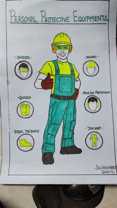 PPE for safety | Gear drawing, Poster drawing, Safety posters