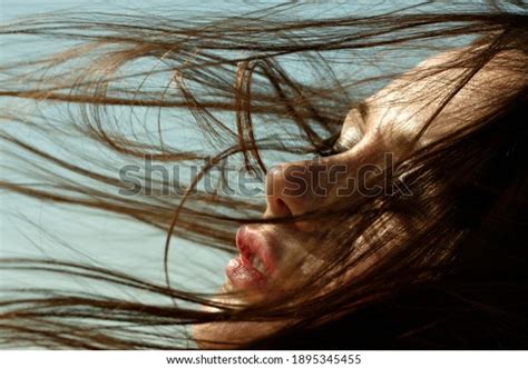 Caucasian Woman Hair Blowing Wind Stock Photo 1895345455 | Shutterstock