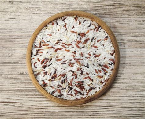 White and Red Rice on the Wooden Plate Stock Image - Image of rice, wholegrain: 52059787