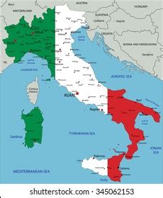 Map Italy Flag Neighbouring Countries Vector Stock Vector (Royalty Free ...