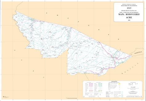 Acre State Road Map, Brazil