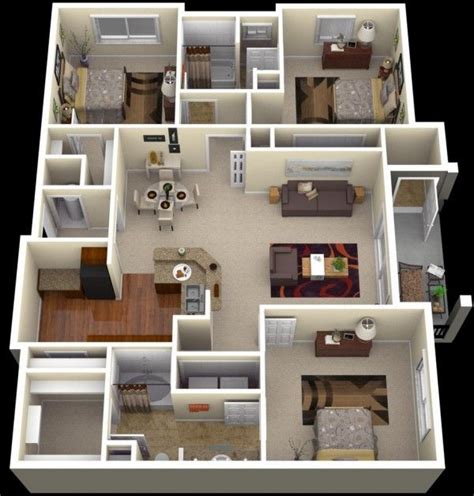 3 Bedroom Apartment/House Plans | Three bedroom house plan, Small house ...