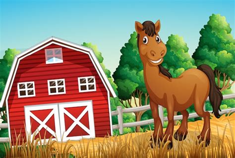 Un caballo en la granja | Vector Gratis