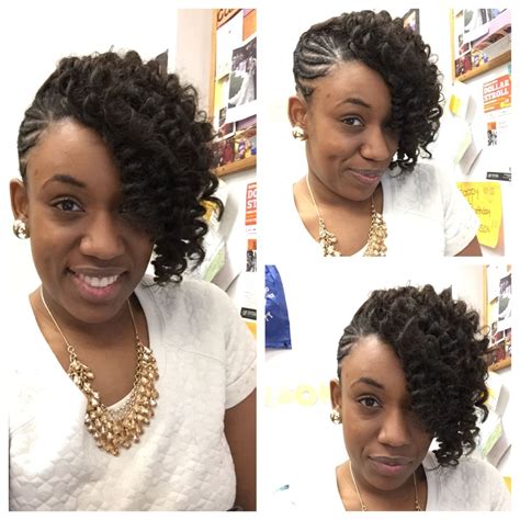 Braided updo with Kanekalon hair crocheted and curled to create ... | Braided updo black hair ...