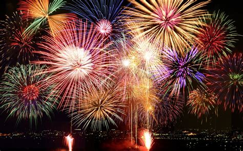 Wallpaper Beautiful fireworks, sparks, night, city, New Year 3840x2160 UHD 4K Picture, Image