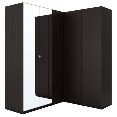 IKEA - PAX black-brown Corner wardrobe Frame colour: black-brown ...