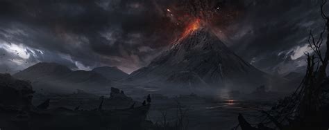 Download Volcano Mordor Fantasy The Lord Of The Rings HD Wallpaper by Julian Calle