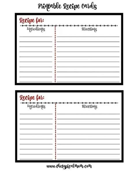 Free Printable Recipe Cards - Free Recipe Cards