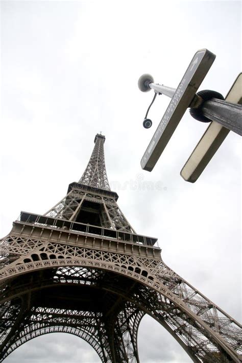 Eiffel Tower with Street Sign, Paris, France Stock Photo - Image of ...