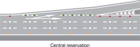 Where can you find reflective amber studs on a motorway? - Theory Test