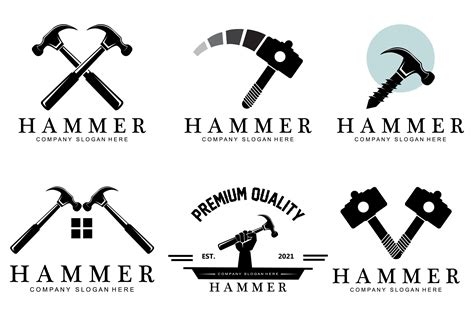 Hammer Logo Set Bundle Design Graphic by AR Graphic · Creative Fabrica