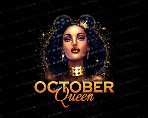 October Queen Png Black Queen Birthday Libra Zodiac Black | Etsy