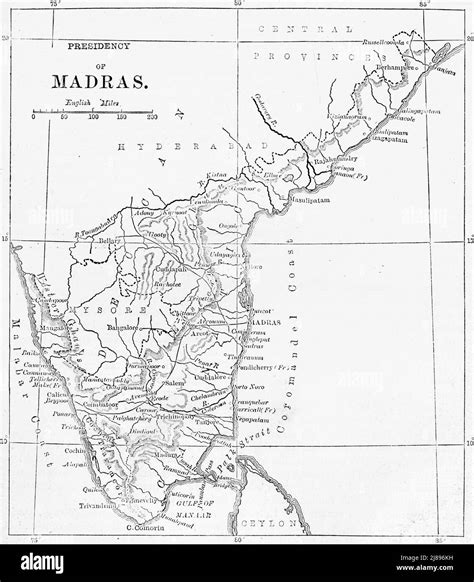 'Map of the Presidency of Madras', c1891. From "Cassell's Illustrated ...