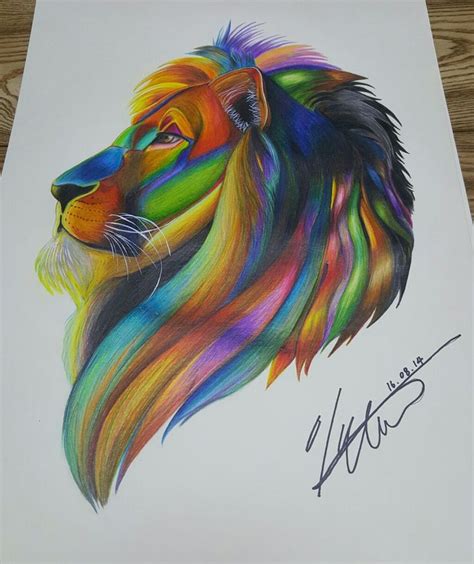 무지개 사자 (Rainbow Lion) | Lion canvas painting, Pencil sketch images ...