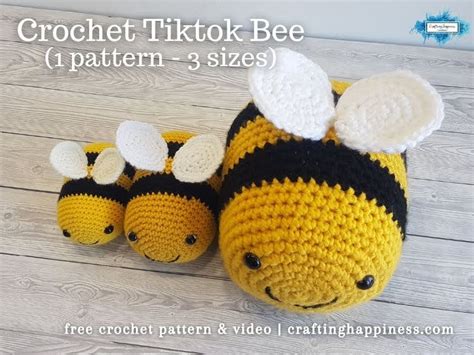 TikTok Bee Crochet Pattern In 3 Sizes - Crafting Happiness