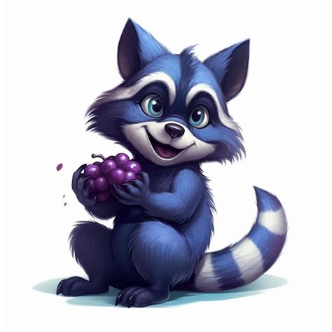 Premium AI Image | Cartoon raccoon holding a bunch of grapes and ...