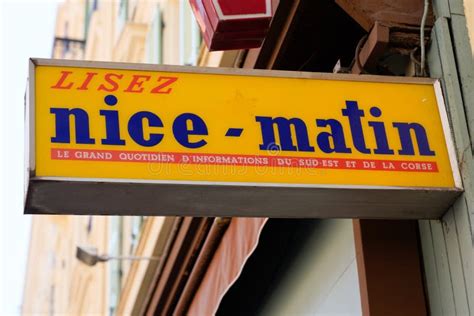 Nice Matin Newspaper Morning Shop Sign Text and Logo Brand on Press ...