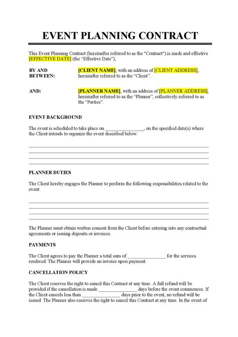 Event Planning Contract Template - Free Download - Easy Legal Docs