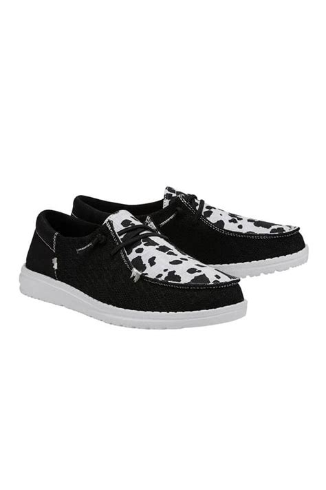 Hey Dude Shoes Women’s Cow Print Wendy Shoes in Black – Glik's