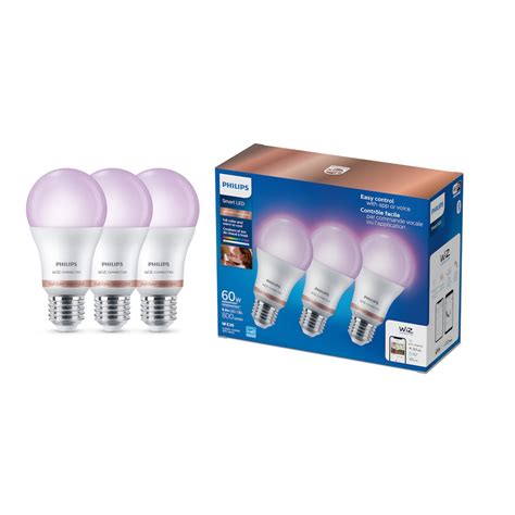 Philips WiZ Smart LED A19 E26 60W A-Line Light Bulb, Dimmable Full ...