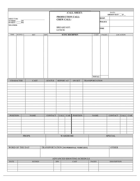 Shooting Schedule Template - download free documents for PDF, Word and ...