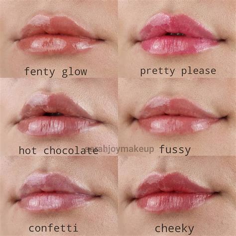 Swatches of the @fentybeauty glossy posse mini gloss bomb set! I ...