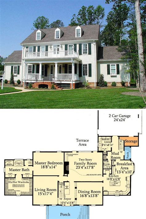 Two-Story 4-Bedroom Colonial Home (Floor Plan) | Colonial house plans, Colonial house, Colonial ...