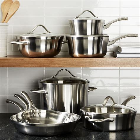 Calphalon Contemporary ™ Stainless 13-Piece Cookware Set with Double Bonus - Crate and Barrel ...