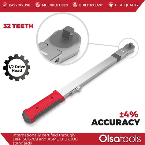 Olsa Tools Split Beam Torque Wrench, 1/2 inch Drive, -+4% Accuracy (50 ...