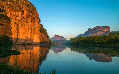 Wallpaper Danxia Mountain, Shaoguan, Guangdong, lake, nature landscape ...