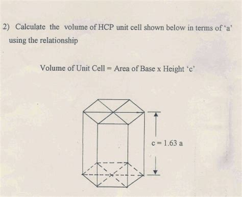 volume of hcp cell – hexagonal close packing unit cell – Kuchi