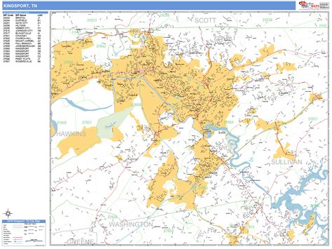 Kingsport Tennessee Wall Map (Basic Style) by MarketMAPS - MapSales