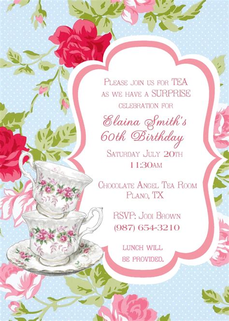 Tea Party Invitation Vintage Shabby Chic by TheSisterStudio