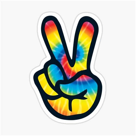 Tie Dye Peace Sign Hand Design V Symbol 60s 70s 80s Art Sticker By ...