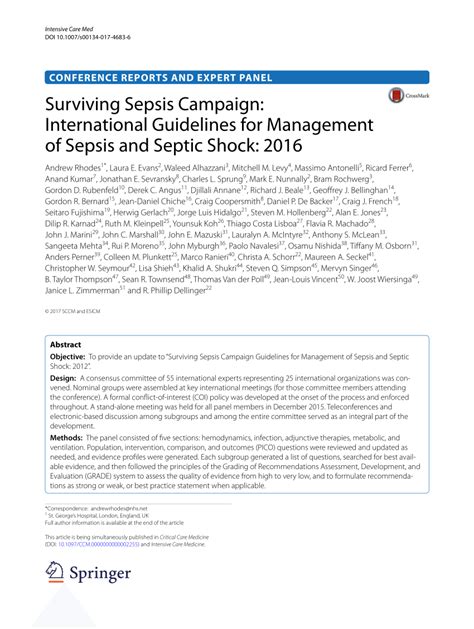 (PDF) Surviving Sepsis Campaign: International Guidelines for Management of Sepsis and Septic Shock