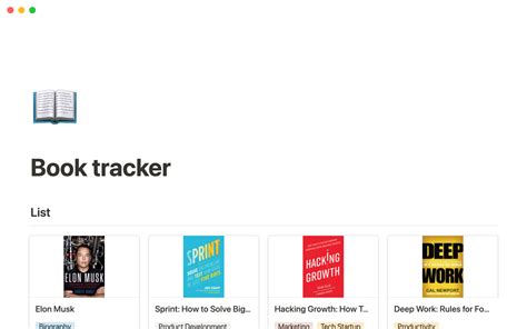 Notion Template Gallery – Book tracker