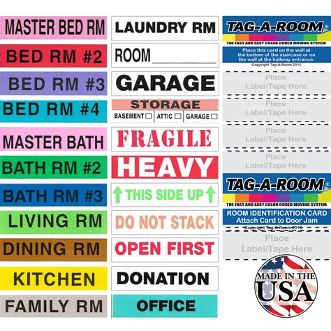 Tag-A-Room Color Coded Home Moving Box Labels with Door IDs, 1150 Count Moving Stickers, Moving ...