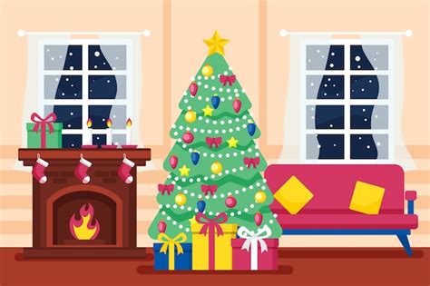 Christmas Living Room Scene Clipart | Baci Living Room