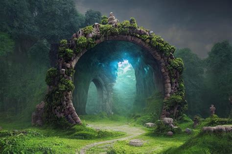 Premium Photo | Spectacular Fantasy Scene with a Portal Archway Cover