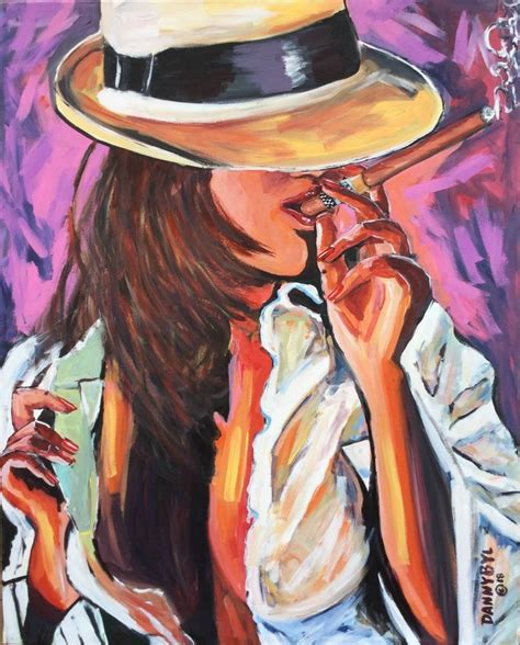 Cohiba Cigar Woman Original Art Painting DAN BYL Contemporary Modern ...