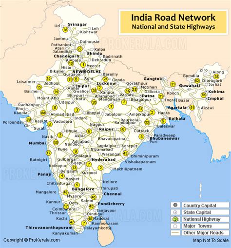 India Road Map With States And Cities