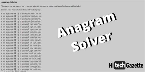 Anagram Solver | Word Breaker | Find All Possible Words | Hi Tech Gazette