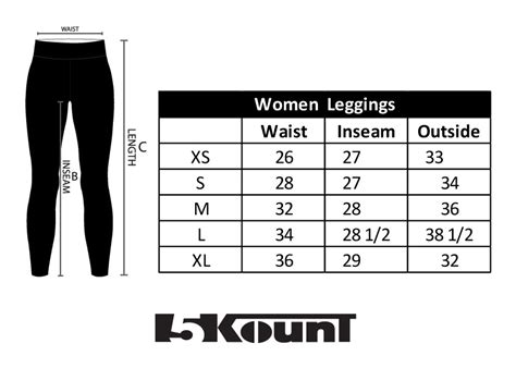 SIZE CHART LEGGINGS