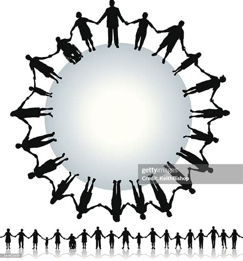 Silhouette People Holding Hands In A Circle And Row Background High-Res Vector Graphic - Getty ...