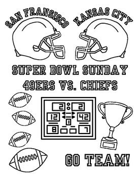 Super Bowl Coloring Page | 49ers vs. Chiefs | Included in Large SB Bundle