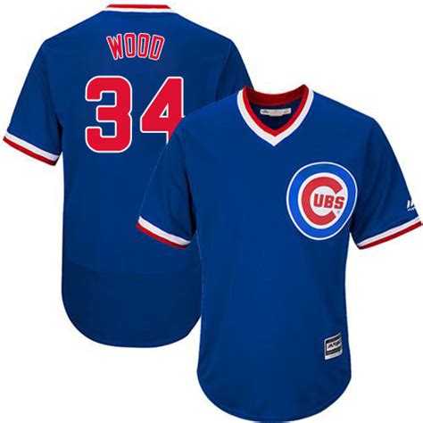 Men's Majestic Chicago Cubs #34 Kerry Wood Royal Blue Flexbase Authentic Collection Cooperstown ...