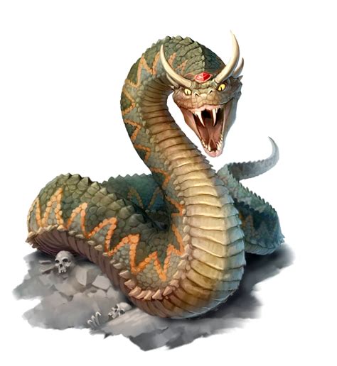 Horned Serpent Snake Large Monster - Pathfinder 2E PFRPG DND D&D 3.5 5E ...