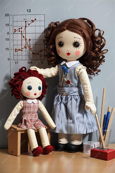 Premium AI Image | Rag doll teaching a bar graph to others rag dolls