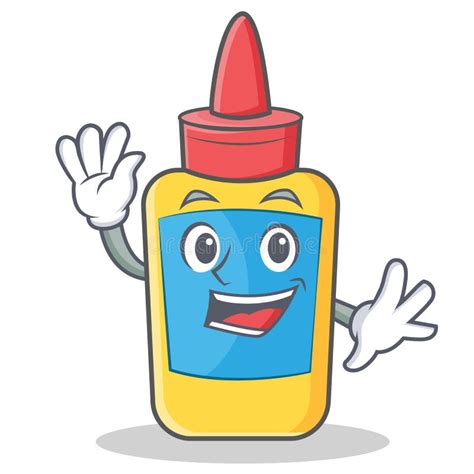 Waving Glue Bottle Character Cartoon Stock Vector - Illustration of ...